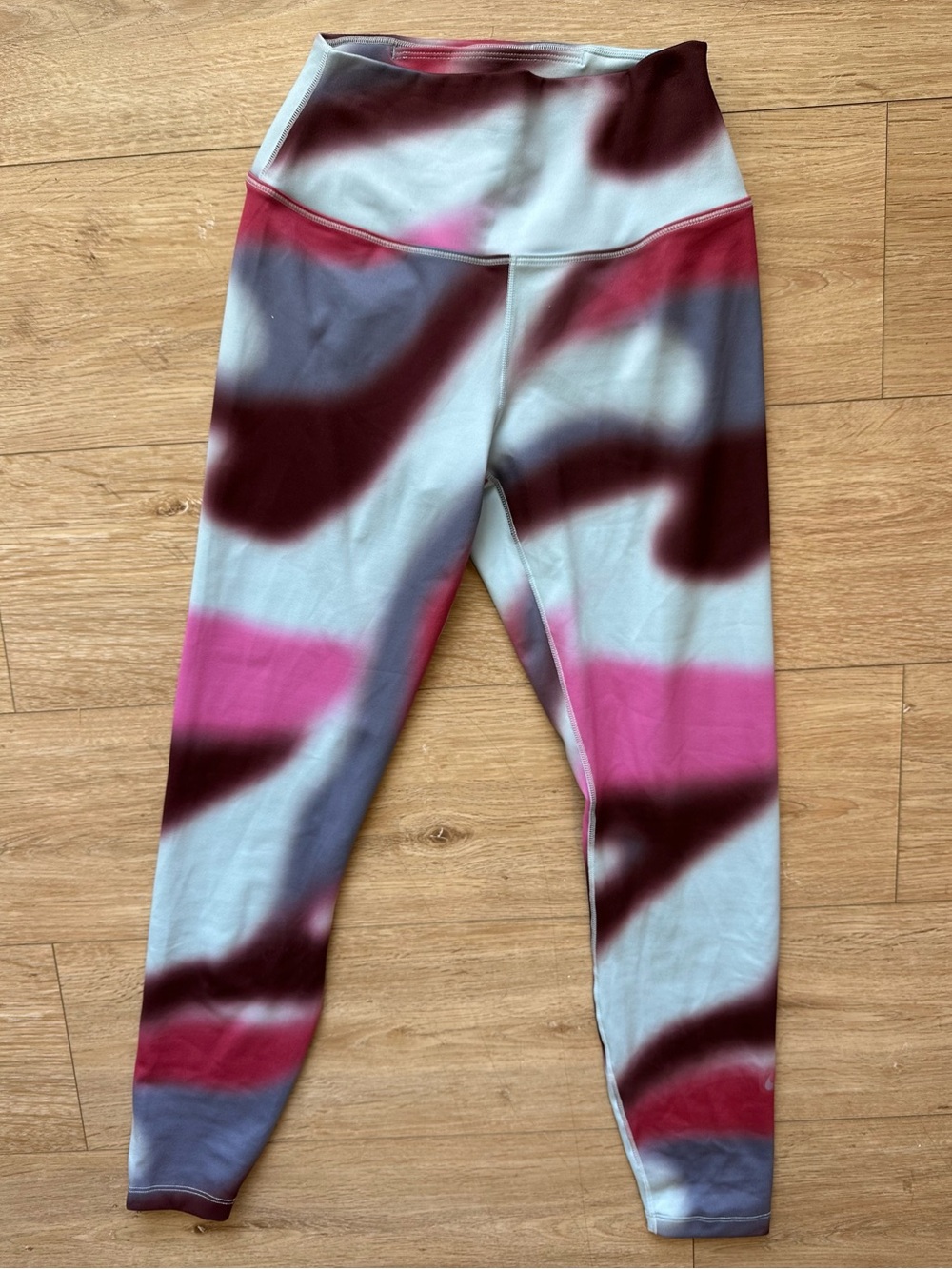 Nike Dri-FIT Abstract Print Leggings - Pink, Light Blue & Burgundy - Picture 2 of 5